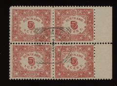 Frankeerzegels Suriname NVPH nr. 59 in blok van 4 gestempeld