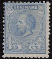 Frankeerzegel Suriname 1873-1889 Nvph nr.10aD ONGEBRUIKT.ZONDER GOM UITGEGEVEN. Cert.H.Vleeming