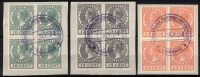Frankeerzegels Nederland NVPH nrs. 136-138 in blok van 4 gestempeld