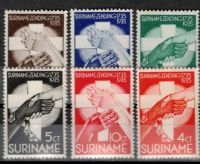 Frankeerzegels Ned.Suriname NVPH nrs. 151-156 postfris