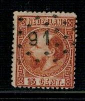 Frankeerzegel Nederland Nvph nr.9 met puntstempel 91