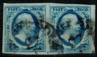 Frankeerzegel Nederland Nvph nr.1 Strip van 2 Gestempeld