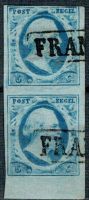 Frankeerzegel Nederland Nvph nr.1r VI Verticaal paar met onderrand