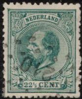 Frankeerzegel Nederland Nvph nr. 25L GEBRUIKT. Puntstempel 210. Certificaat H.Vleeming