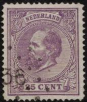 Frankeerzegel Nederland Nvph nr. 26F GEBRUIKT. Puntstempel 36. Certificaat H.Vleeming