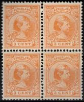 Frankeerzegel Nederland Nvph nr.34C in blok van 4. POSTFRIS. Attest Henk Vleeming
