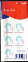 Nederland 2002. Koningin Beatrix.  Nvph nr.Va2037 5 x 0,39 in velletje met TPG logo en dicht hangoog. POSTFRIS