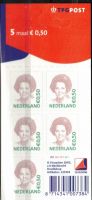 Nederland 2002. Koningin Beatrix.  Nvph nr.Va2039 5x 0,50 in velletje met TPG logo en dicht hangoog. POSTFRIS