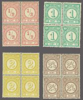 Frankeerzegels Nederland NVPH nrs. 30b-33a postfris in blokken van 4 met NVPH nr. 31aP en Vleeming certificaat