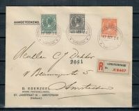 Frankeerzegels Nederland Nvph nr.136-138 op echt gelopen aangetekende brief van 's-Gravenhage naar Amsterdam d.d.17-09-1924
