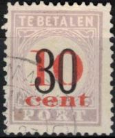 Portzegel Suriname Nvph nr.15 type III GEBRUIKT. Certificaat Bondskeuringsdienst 