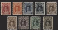 Frankeerzegels Ned.Suriname NVPH nrs 118-126 gestempeld