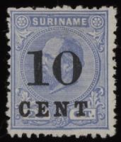 Frankeerzegels Suriname NVPH nr. 32ab ongebruikt met certificaat Vleeming