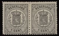 Frankeerzegel Nederland NVPH nr. 14A in paar ongebruikt met certificaat Vleeming