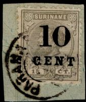 Frankeerzegel Nederlands Suriname Nvph nr.30 op briefstukje GEBRUIKT
