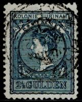 Frankeerzegel Suriname Nvph nr.57. GEBRUIKT met gevlekte korte balk PARAMARIBO afstempeling.
