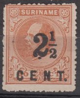 Frankeerzegel Ned.Suriname Nvph nr. 21A  met NVPH certificaat