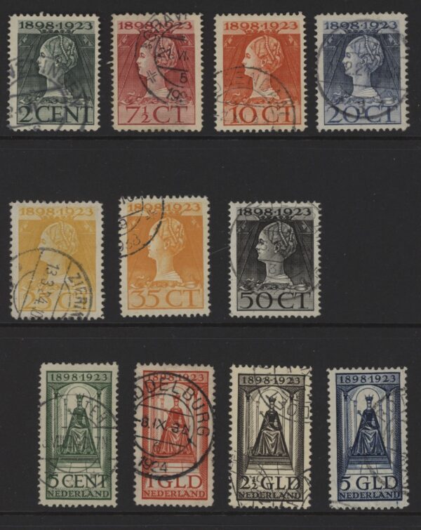 Frankeerserie Nederland NVPH nrs 121-131 gestempeld