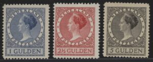 Frankeerserie Nederland NVPH nrs. 163A-165A postfris en ongebruikt