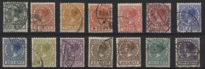 Frankeerzegels Nederland NVPH nrs 149-162 gestempeld