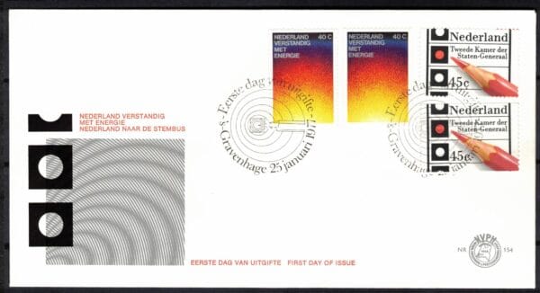 Luxe fdc Nederland Nvph nr.154.Blanco en met open klep
