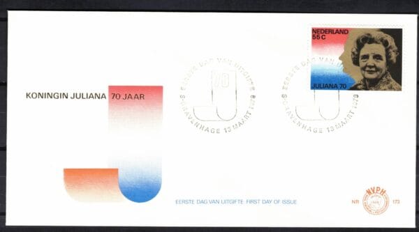 Luxe fdc Nederland Nvph nr.173.Blanco en met open klep