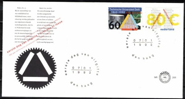Luxe fdc Nederland NVPH nr. E289 blanco en met open klep
