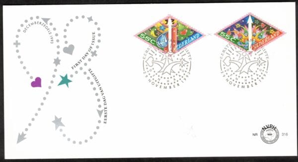 Luxe fdc Nederland NVPH nr. E316 blanco en met open klep