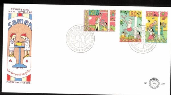 Luxe fdc Nederland Nvph nr.329.Blanco en met open klep