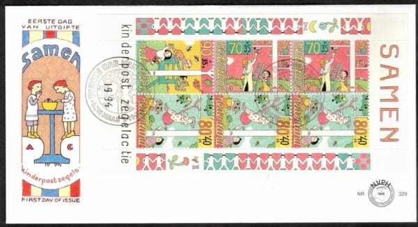 Luxe fdc Nederland Nvph nr.329a.Blanco en met open klep