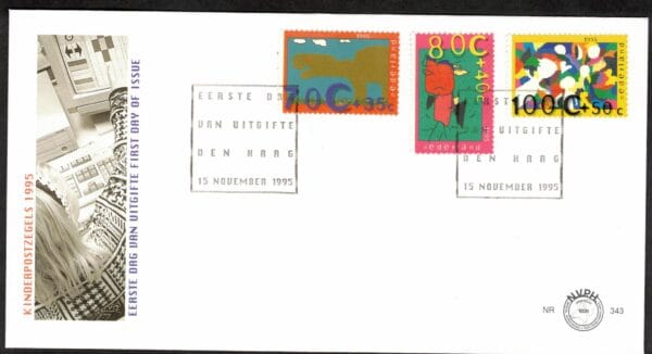 Luxe fdc Nederland Nvph nr.343.Blanco en met open klep