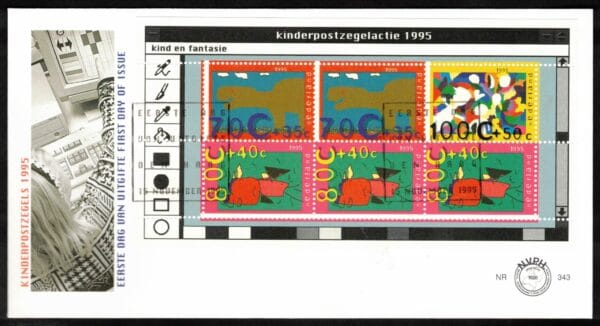 Luxe fdc Nederland Nvph nr.343a.Blanco en met open klep