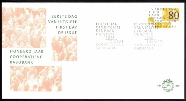 Luxe fdc Nederland NVPH nr. E385 blanco en met open klep