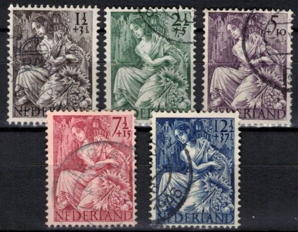 Frankeerserie Nederland NVPH nrs. 449-453 gestempeld