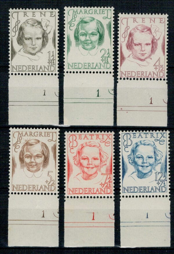 Frankeerzegel Nederland Nvph nr.454-459 POSTFRIS met velrand nr. en drukkersteken