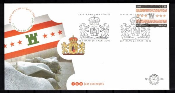 Luxe fdc Nederland Nvph nr.455 Drenthe.Blanco en met open klep