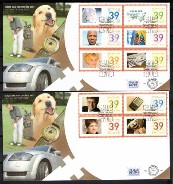 Luxe fdc Nederland NVPH nr. E483 (2) blanco en met open klep