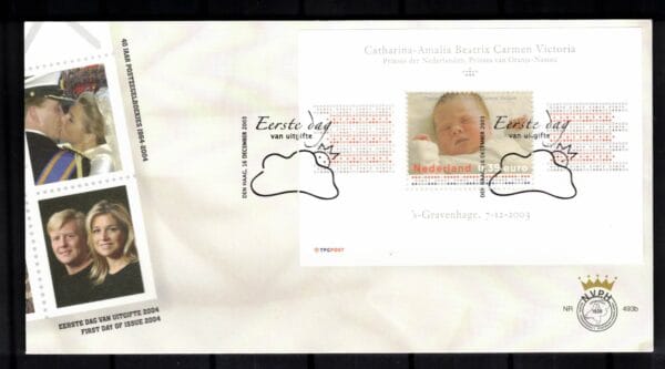 Luxe fdc Nederland NVPH nr. E493b blanco en met open klep