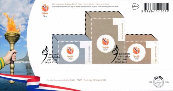 Luxe fdc Nederland NVPH nr. E735 blanco en met open klep