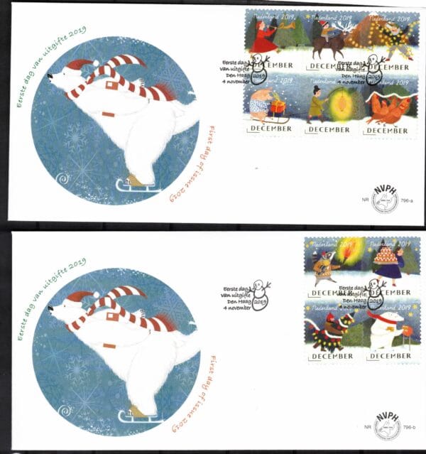 Luxe fdc Nederland Nvph nr.796a-b.Blanco en met open klep