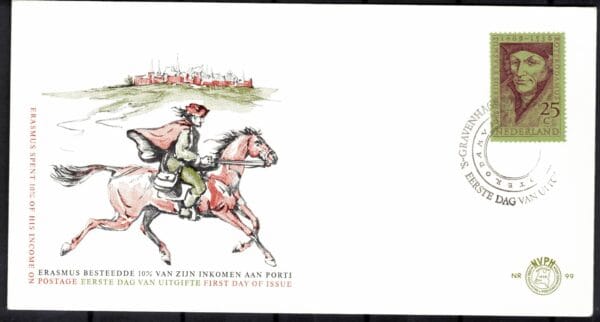Luxe fdc Nederland Nvph nr.99.Blanco en met open klep