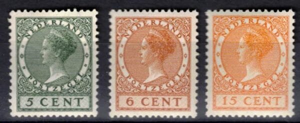 Frankeerzegel Nederland Nvph nr.177B-178B en 187B POSTFRIS