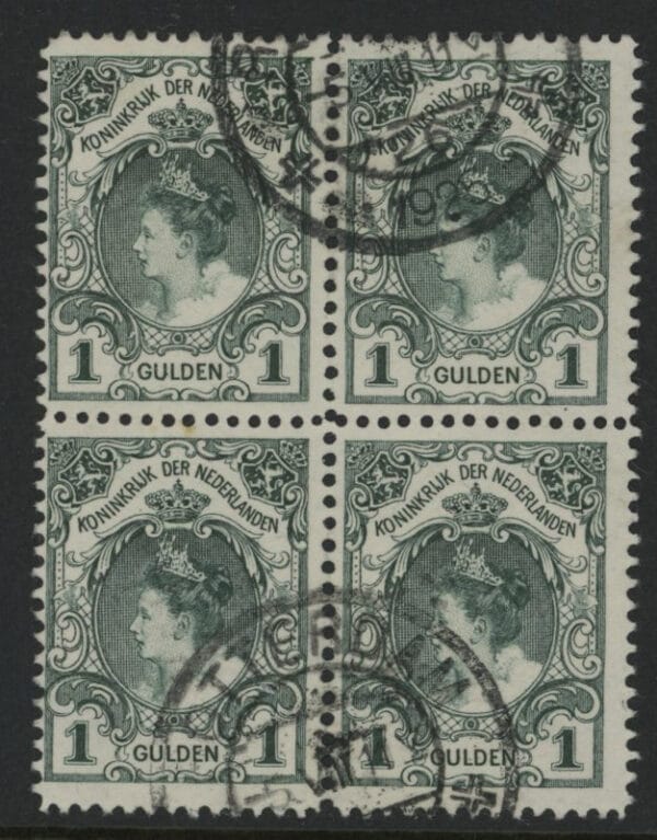 Frankeerzegel Nederland Nvph nr.77 in blok van 4 gestempeld