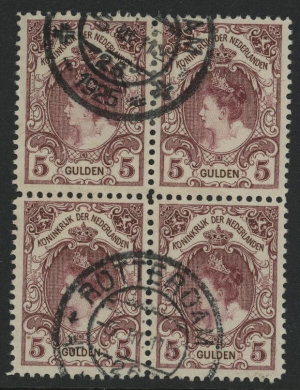 Frankeerzegel Nederland Nvph nr.79 in blok van 4 gestempeld