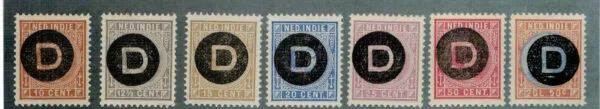 Dienstzegels Ned.Indië NVPH nrs. D1-D7 postfris met certificaat NKD