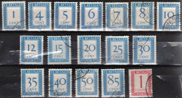 Portzegels Nederland NVPH nrs. 80a-105a gestempeld