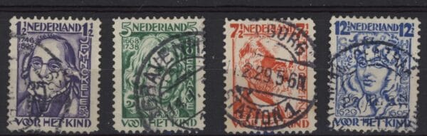Frankeerzegels Nederland NVPH nrs. 220-223 gestempeld