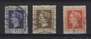 Frankeerzegel Nederland NVPH nrs. 487-489 gestempeld.