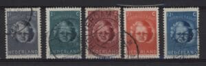 Frankeerzegels Nederland NVPH nrs. 444-448 gestempeld