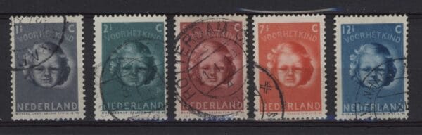 Frankeerzegels Nederland NVPH nrs. 444-448 gestempeld